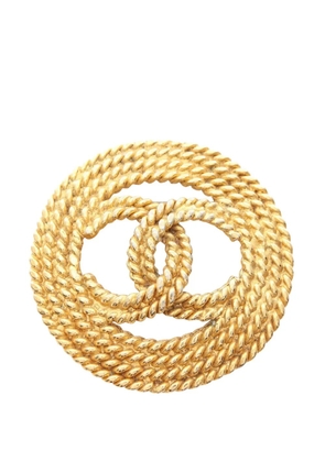 CHANEL Pre-Owned 1980-1990 Gold Plated CC Rope Brooch costume brooch