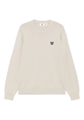 Wood Wood WWCurt logo-embroidered crew-neck sweater - Neutrals