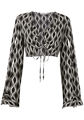 Amir Slama cropped bell-sleeved blouse - Black