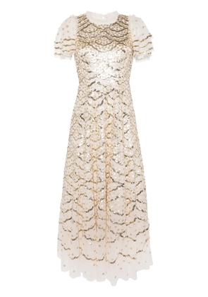 Needle & Thread Deco Dot Gloss maxi Dress - Neutrals