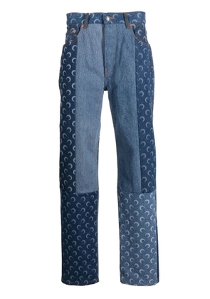 Marine Serre Regenerated-denim slim-fit jeans - Blue