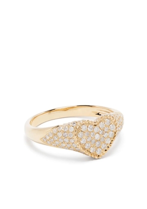 Yvonne Léon 9kt yellow gold Baby Chevalier Coeur diamond signet ring