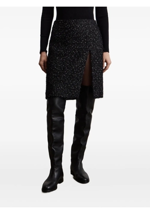 12 STOREEZ tweed slit skirt - Black