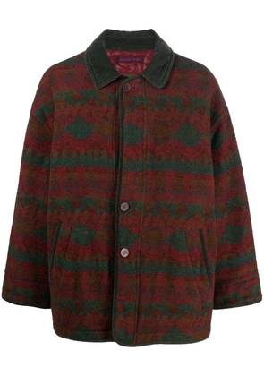 Missoni Pre-Owned 1980s argyle pattern wool coat - Green