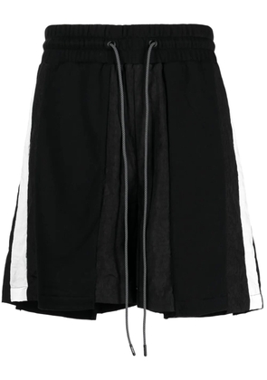 Mostly Heard Rarely Seen striped panelled cotton track shorts - Black