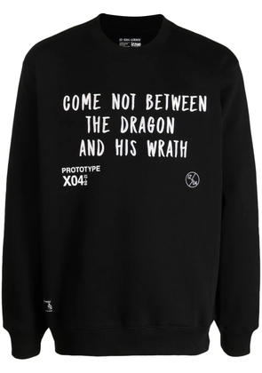 izzue slogan-embroidered crew-neck sweatshirt - Black