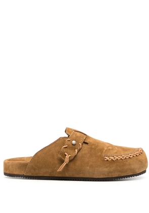Buttero decorative-stitching suede slippers - Brown