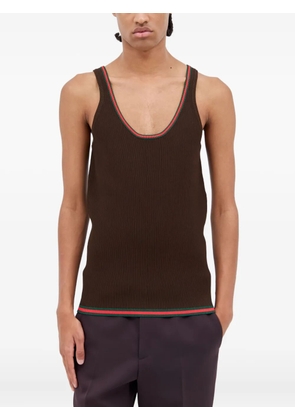 Gucci ribbed-trim scoop-neck vest - Brown