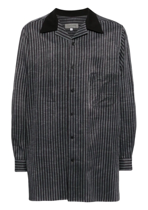 Yohji Yamamoto striped open-collar shirt - Black