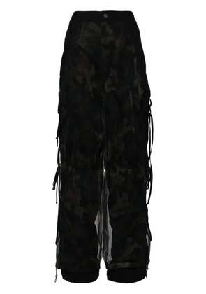 Andersson Bell Camouflage Mesh Layered Tying trousers - Black