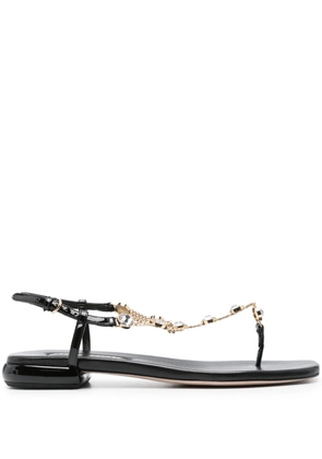 Miu Miu crystal-embellished leather sandals - Black