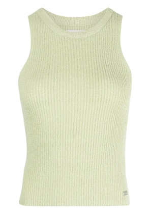 izzue logo-plaque ribbed tank top - Green