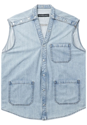 Y/Project patch pocket detailing denim vest - Blue
