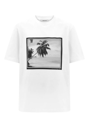 Ferragamo palm-tree print T-shirt - White