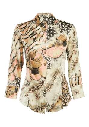 Roberto Cavalli pre-owned mix-print silk top - Neutrals