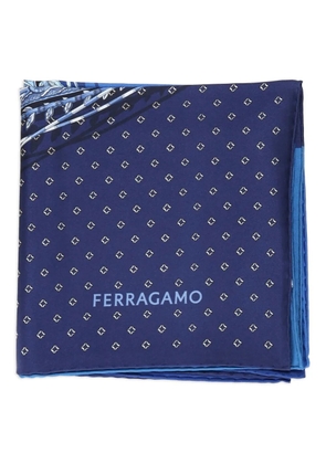 Ferragamo logo-print silk scarf - Blue
