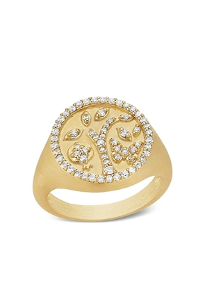 Tanya Farah 18K yellow gold Tree of Life diamond signet ring