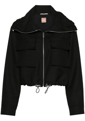 BOSS logo-plaque cropped jacket - Black