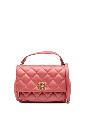 CHANEL Pre-Owned 2019 Quilted Metallic Calfskin Top Handle Flap satchel - Pink
