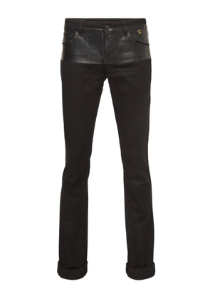 Gucci Pre-Owned leather-trim trousers - Black