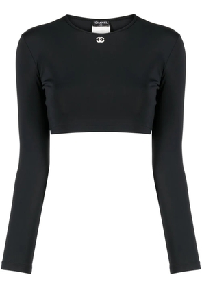 CHANEL Pre-Owned 1995 CC embroidered long-sleeve top - Black