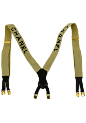 CHANEL Pre-Owned 1990-2000s logo-jacquard suspenders - Neutrals