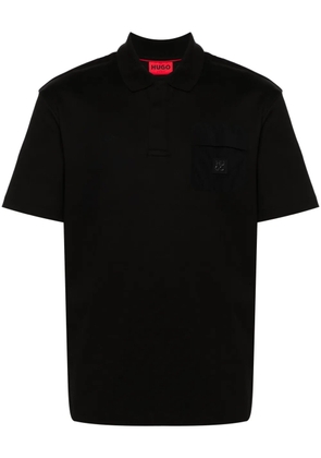 HUGO appliqué-logo cotton polo shirt - Black