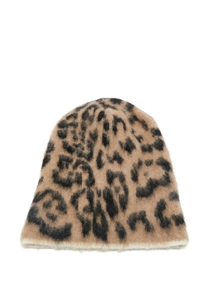 Laneus leopard-pattern beanie hat - Neutrals
