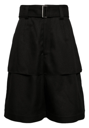 SONGZIO layered-design wide-leg shorts - Black