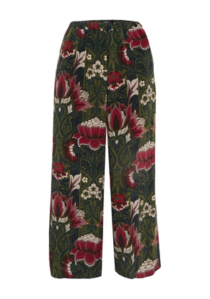 Weekend Max Mara floral-print silk trousers - Green