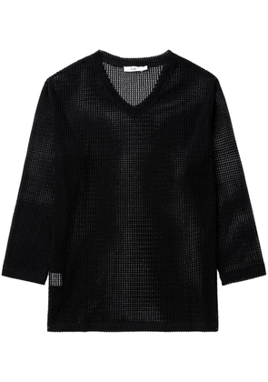 b+ab V-neck mesh top - Black