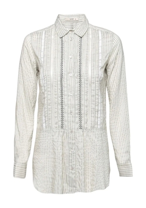 Etro Pre-Owned striped lace-detail shirt - Neutrals
