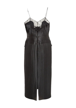 Fendi Pre-Owned lace-trim pleated dress - Black