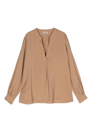 Blanca Vita band-collar long-sleeves blouse - Neutrals
