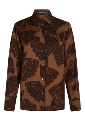 Karl Lagerfeld long-sleeves fan-print shirt - Brown