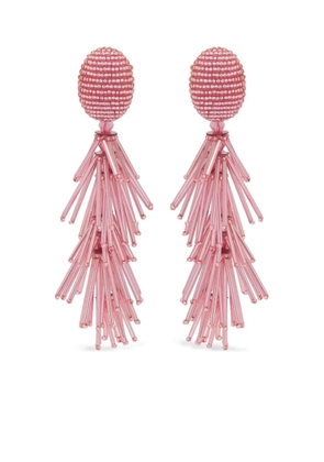 Oscar de la Renta beaded tassel dangling earrings - Pink