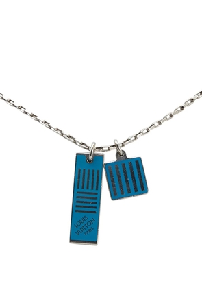 Louis Vuitton Pre-Owned 2000-2025 Palladium Plated Damier Colors Pendant Necklace costume necklace - Blue