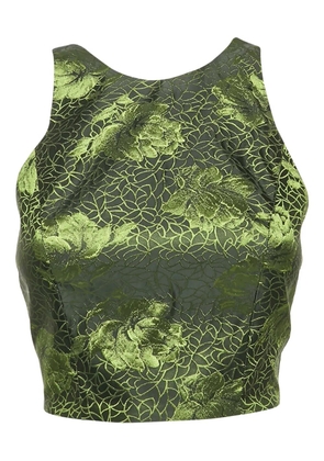 alice + olivia floral-pattern crop top - Green