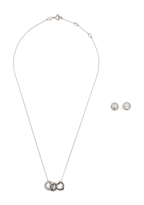 Tory Burch Miller crystal-embellished necklace and earring set - Silver