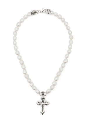 Emanuele Bicocchi cross-pendant pearl necklace - Silver