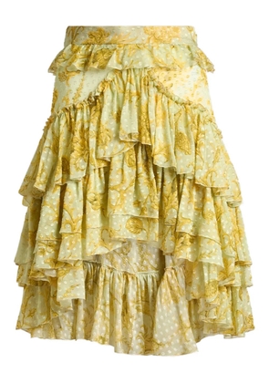 ETRO dotted floral-motif mini skirt - Yellow