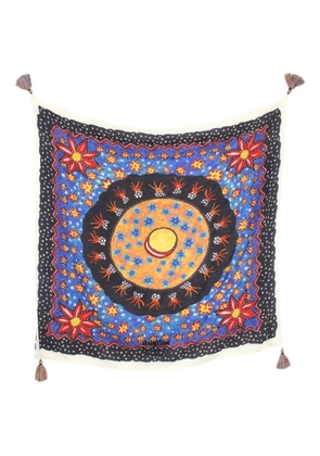 Anntian star-print embroidered scarf - Blue