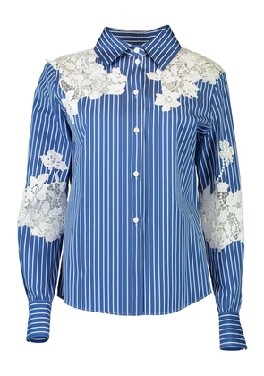Monique Lhuillier striped lace-insert shirt - Blue