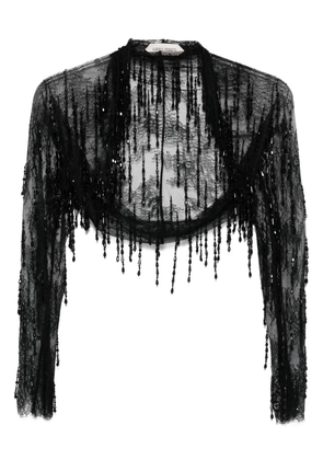 Alberta Ferretti sequin-embellished fringe jacket - Black