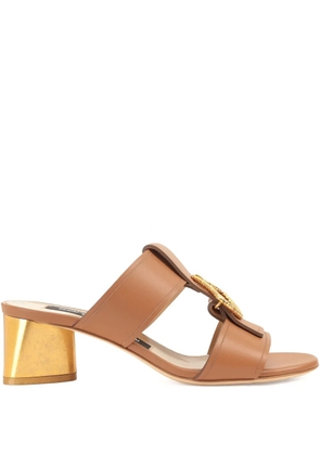 Sergio Rossi leather flat sandals - Brown