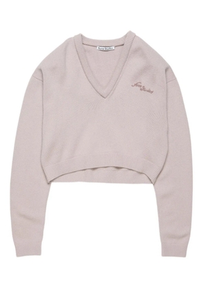 Acne Studios v-neck embroidered sweater - Neutrals
