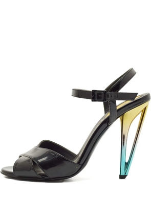 Fendi Pre-Owned 110mm leather buckle sculpted-heel sandals - Black
