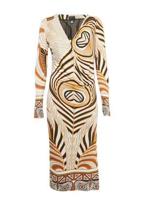 Cavalli Class printed long-sleeve dress - White