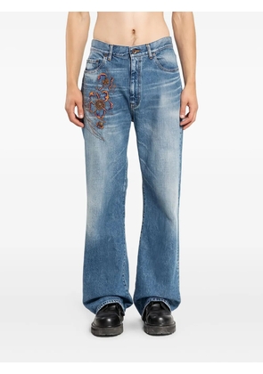 KHOKI floral-embroidered jeans - Blue