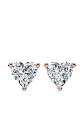 Tilla 14K rose gold heart diamond stud earrings - Pink